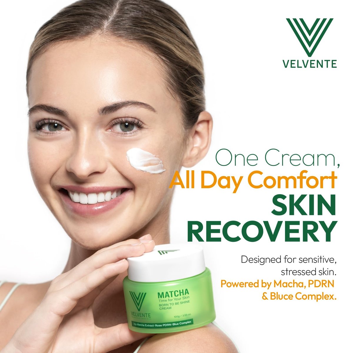 VELVENTE Matcha Facial Moisturizer with Rose PDRN & Korean Peptides – Hydrating Firming Cream for Anti-Aging, Dark Spots & Uneven Skin Tone – Soothing Radiance for Soft, Glowy Skin – All Skin Types, 3.53 oz Avelisse