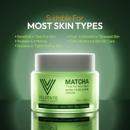 VELVENTE Matcha Facial Moisturizer with Rose PDRN & Korean Peptides – Hydrating Firming Cream for Anti-Aging, Dark Spots & Uneven Skin Tone – Soothing Radiance for Soft, Glowy Skin – All Skin Types, 3.53 oz Avelisse