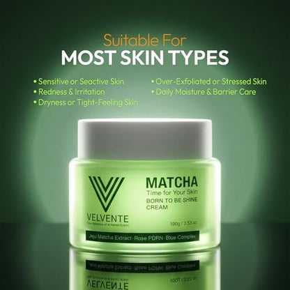 VELVENTE Matcha Facial Moisturizer with Rose PDRN & Korean Peptides – Hydrating Firming Cream for Anti-Aging, Dark Spots & Uneven Skin Tone – Soothing Radiance for Soft, Glowy Skin – All Skin Types, 3.53 oz Avelisse