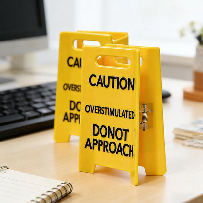 Funny Yellow Caution Sign Hair Claw Clip - Overstimulated Do Not Approach Hair Clip for Thick Hair, Gag Gift for Women, Coworkers, Friends