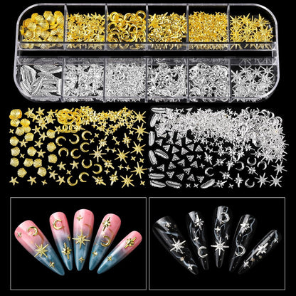 Teenitor Nail Charms and Gems Kit - 6 Boxes Silver & Gold Rhinestones, Pearls, Caviar Beads, Y2K & Cross Nail Charms for 3D Nail Art Avelisse