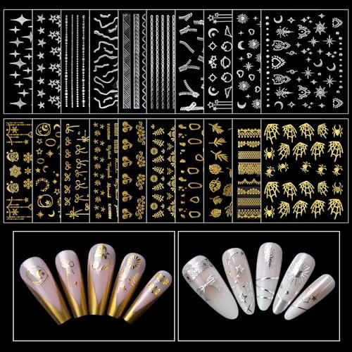 Teenitor Nail Charms and Gems Kit - 6 Boxes Silver & Gold Rhinestones, Pearls, Caviar Beads, Y2K & Cross Nail Charms for 3D Nail Art Avelisse