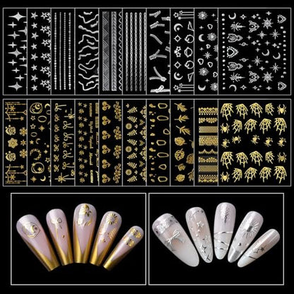 Teenitor Nail Charms and Gems Kit - 6 Boxes Silver & Gold Rhinestones, Pearls, Caviar Beads, Y2K & Cross Nail Charms for 3D Nail Art Avelisse
