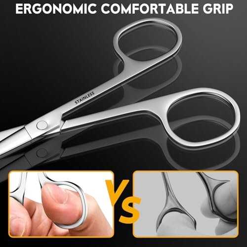 RCHQOUTOR Facial Hair Small Grooming Scissors - Stainless Steel Beard & Mustache Scissors for Precision Trimming, Eyebrow & Nose Hair Scissors Set for Men Women - görsel 12