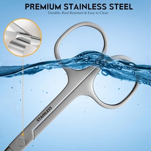 RCHQOUTOR Facial Hair Small Grooming Scissors - Stainless Steel Beard & Mustache Scissors for Precision Trimming, Eyebrow & Nose Hair Scissors Set for Men Women - görsel 10