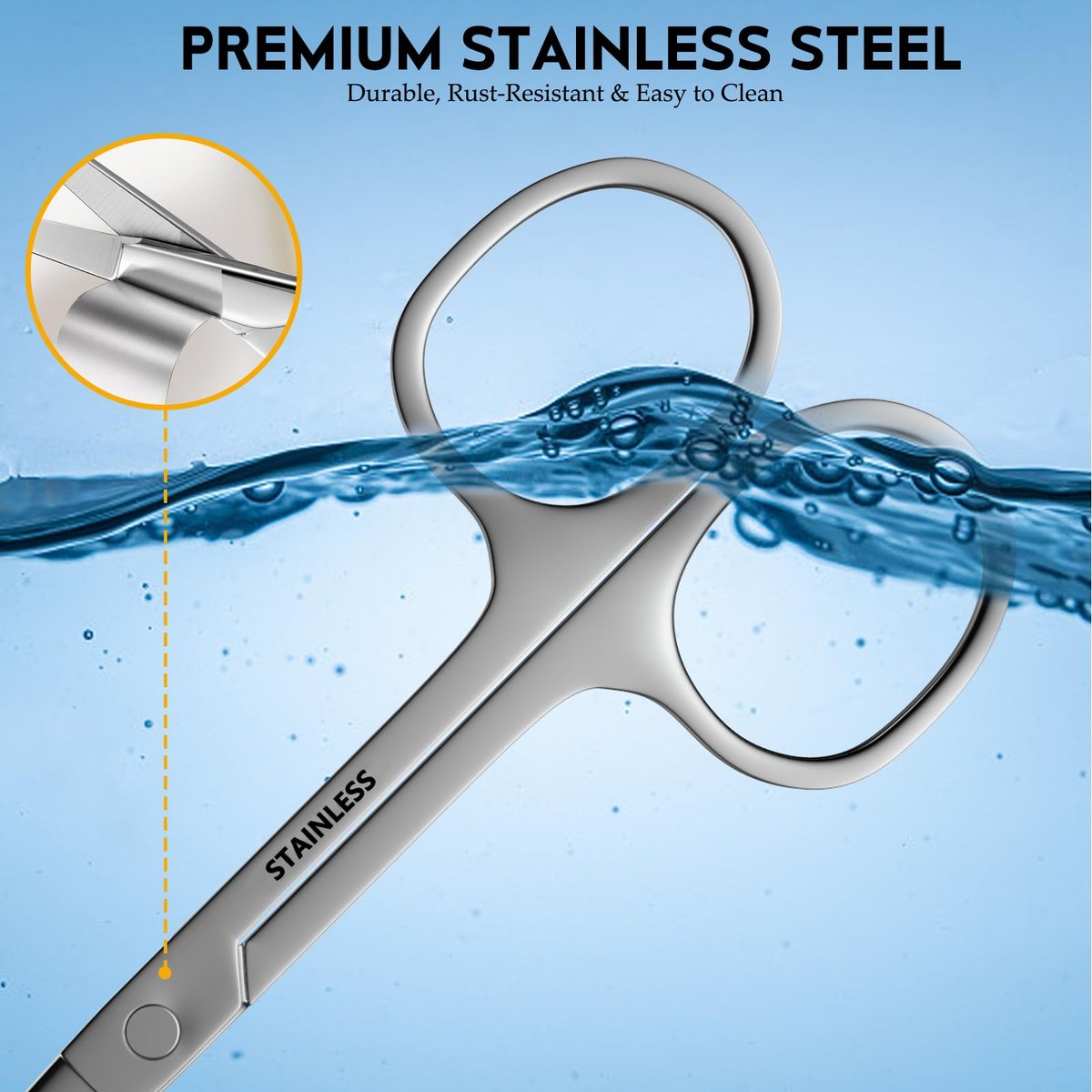 RCHQOUTOR Facial Hair Small Grooming Scissors - Stainless Steel Beard & Mustache Scissors for Precision Trimming, Eyebrow & Nose Hair Scissors Set for Men Women - görsel 9