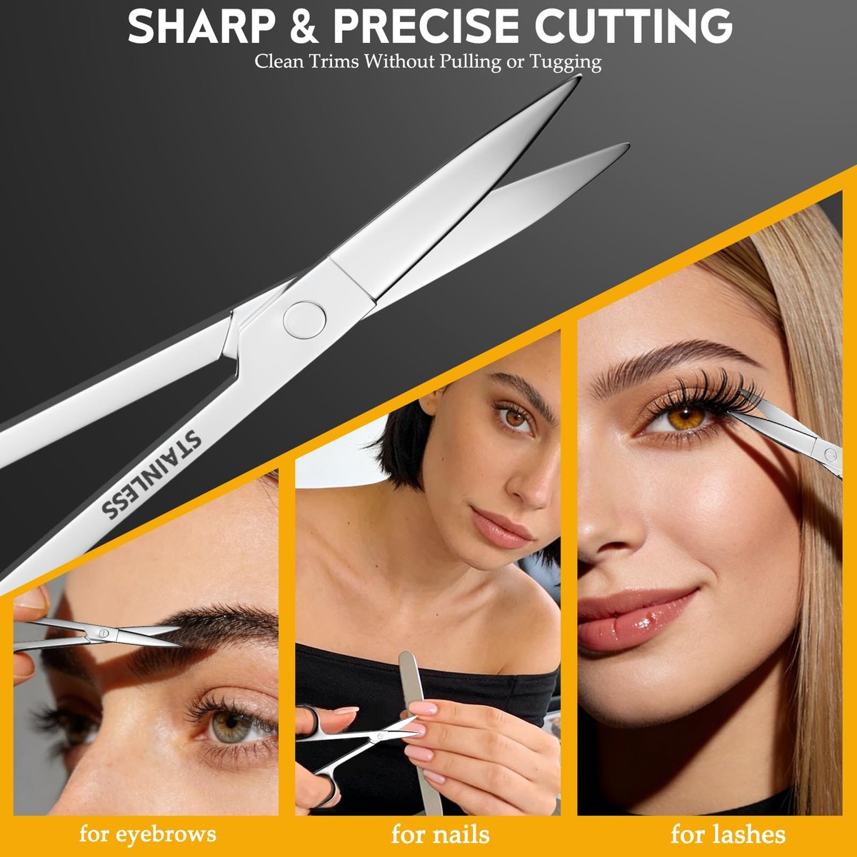 RCHQOUTOR Facial Hair Small Grooming Scissors - Stainless Steel Beard & Mustache Scissors for Precision Trimming, Eyebrow & Nose Hair Scissors Set for Men Women - görsel 5
