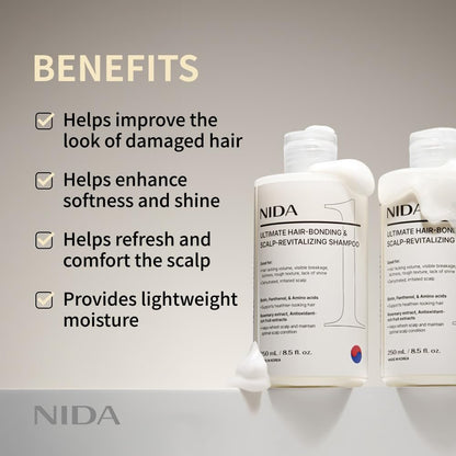 NIDA Ultimate Hair-Bonding & Scalp-Revitalizing Shampoo | Strengthens & Nourishes All Hair Types | 8.5 fl. oz. Avelisse