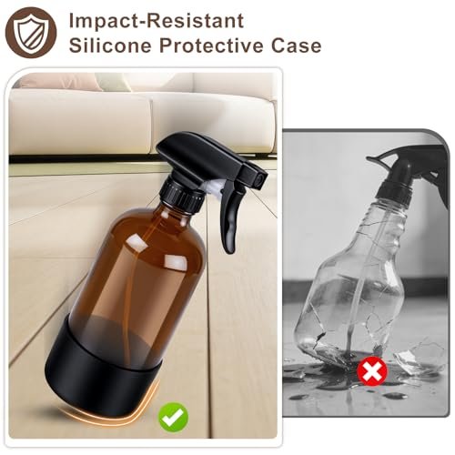 Ninsula 16 oz Amber Glass Spray Bottle with Silicone Sleeve – Refillable Multipurpose Sprayer for Cleaning, Plants, Skin & Hair Care - görsel 8