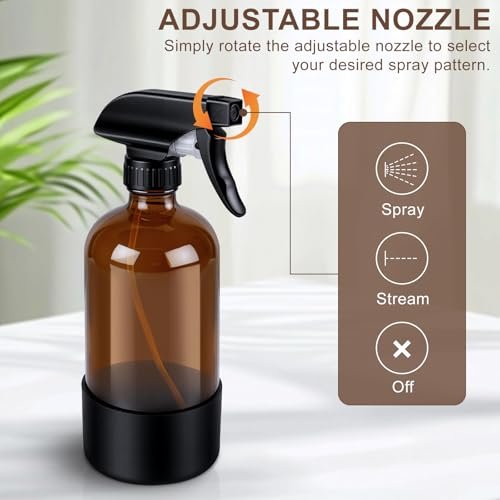 Ninsula 16 oz Amber Glass Spray Bottle with Silicone Sleeve – Refillable Multipurpose Sprayer for Cleaning, Plants, Skin & Hair Care - görsel 6