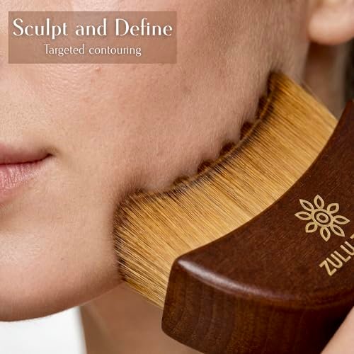 ZULU ZEST Face Brush Lymphatic Drainage Facial Contour Manual Massager – Wooden Handle Curved Bristle Sculpting Tool for Puffiness, Gua Sha Style, Soft Dry Brush, Light Brown - görsel 8