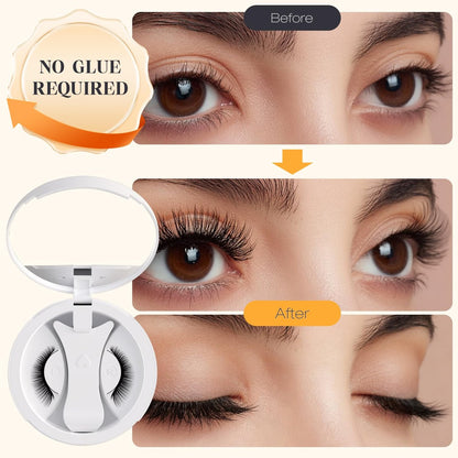 OKPRO Magnetic Eyelashes with Applicator - Reusable, Natural Look, No Glue Needed, Lightweight & Comfortable All-Day Wear (Black, 1 Pair) Avelisse