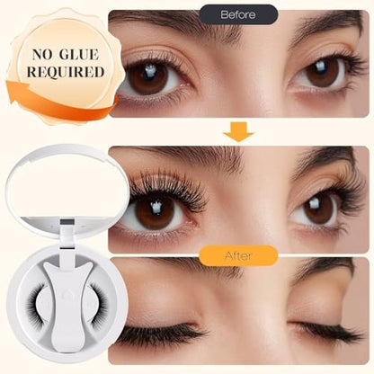 OKPRO Magnetic Eyelashes with Applicator - Reusable, Natural Look, No Glue Needed, Lightweight & Comfortable All-Day Wear (Black, 1 Pair) Avelisse