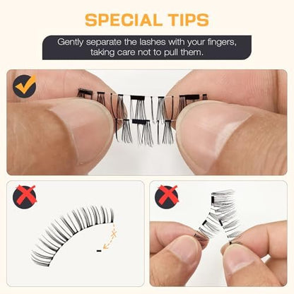 OKPRO Magnetic Eyelashes with Applicator - Reusable, Natural Look, No Glue Needed, Lightweight & Comfortable All-Day Wear (Black, 1 Pair) Avelisse