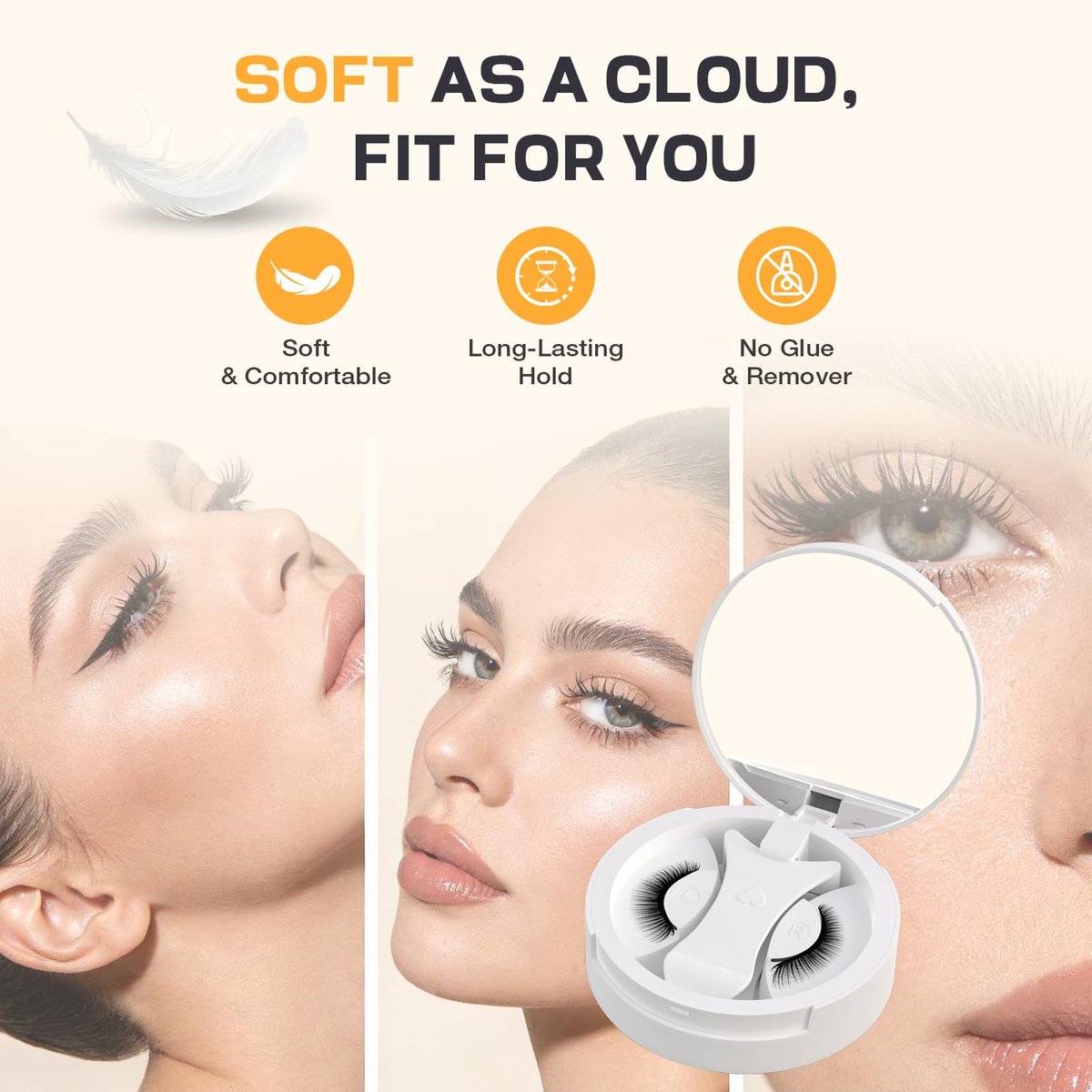 OKPRO Magnetic Eyelashes with Applicator - Reusable, Natural Look, No Glue Needed, Lightweight & Comfortable All-Day Wear (Black, 1 Pair) Avelisse