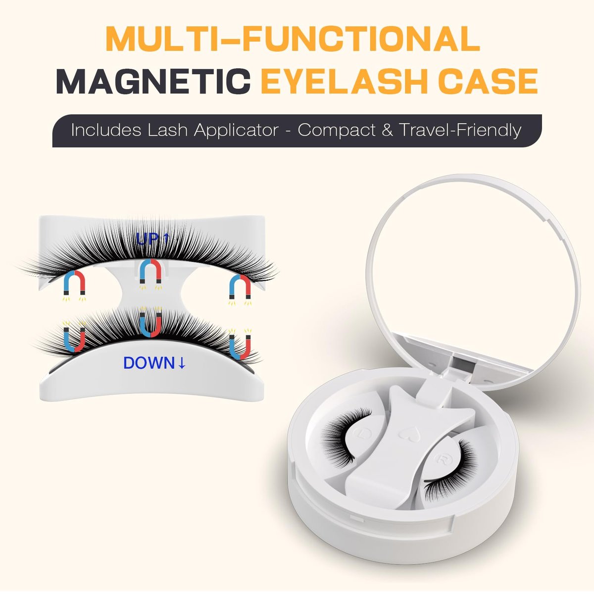 OKPRO Magnetic Eyelashes with Applicator - Reusable, Natural Look, No Glue Needed, Lightweight & Comfortable All-Day Wear (Black, 1 Pair) Avelisse