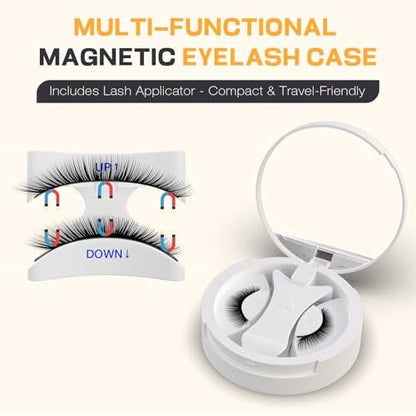 OKPRO Magnetic Eyelashes with Applicator - Reusable, Natural Look, No Glue Needed, Lightweight & Comfortable All-Day Wear (Black, 1 Pair) Avelisse