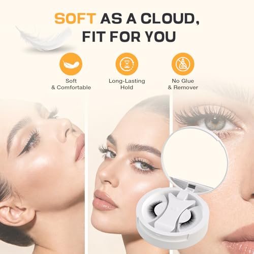 OKPRO Magnetic Eyelashes with Applicator - Reusable, Natural Look, No Glue Needed, Lightweight & Comfortable All-Day Wear (Black, 1 Pair) Avelisse