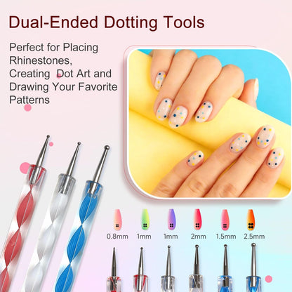 NEUTECHNO 65-Piece Professional Nail Art Tools Set – Brushes, Dotting Pens, Cat Eye Magnet & Sponges for Ombre Nails