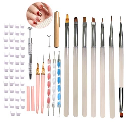 NEUTECHNO 65-Piece Professional Nail Art Tools Set – Brushes, Dotting Pens, Cat Eye Magnet & Sponges for Ombre Nails - görsel 1