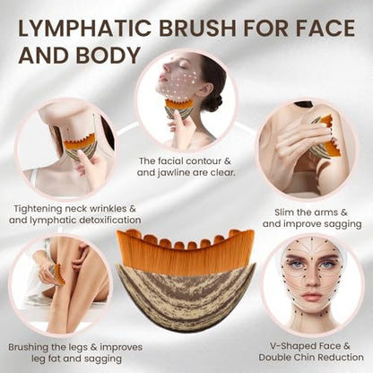 3-in-1 Lymphatic Contour Face Brush: Facial Dry Brush, Lymphatic Lifter & Jawline Sculptor | Hypoallergenic Ergonomic Design | Reduces Puffiness & Tightens Skin Avelisse