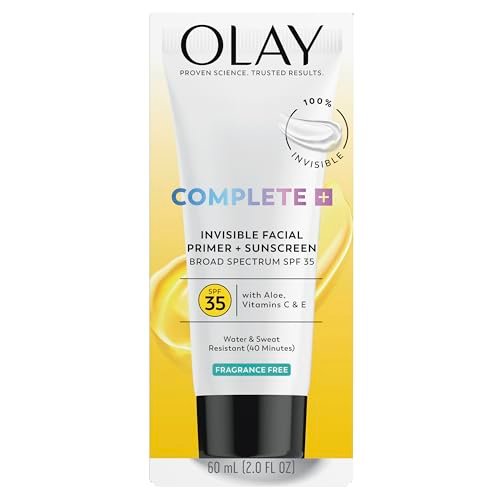 Olay Invisible Facial Primer + Sunscreen SPF 35 - Lightweight, Water & Sweat Resistant with Aloe, Vitamin C & E, 2 fl oz Avelisse