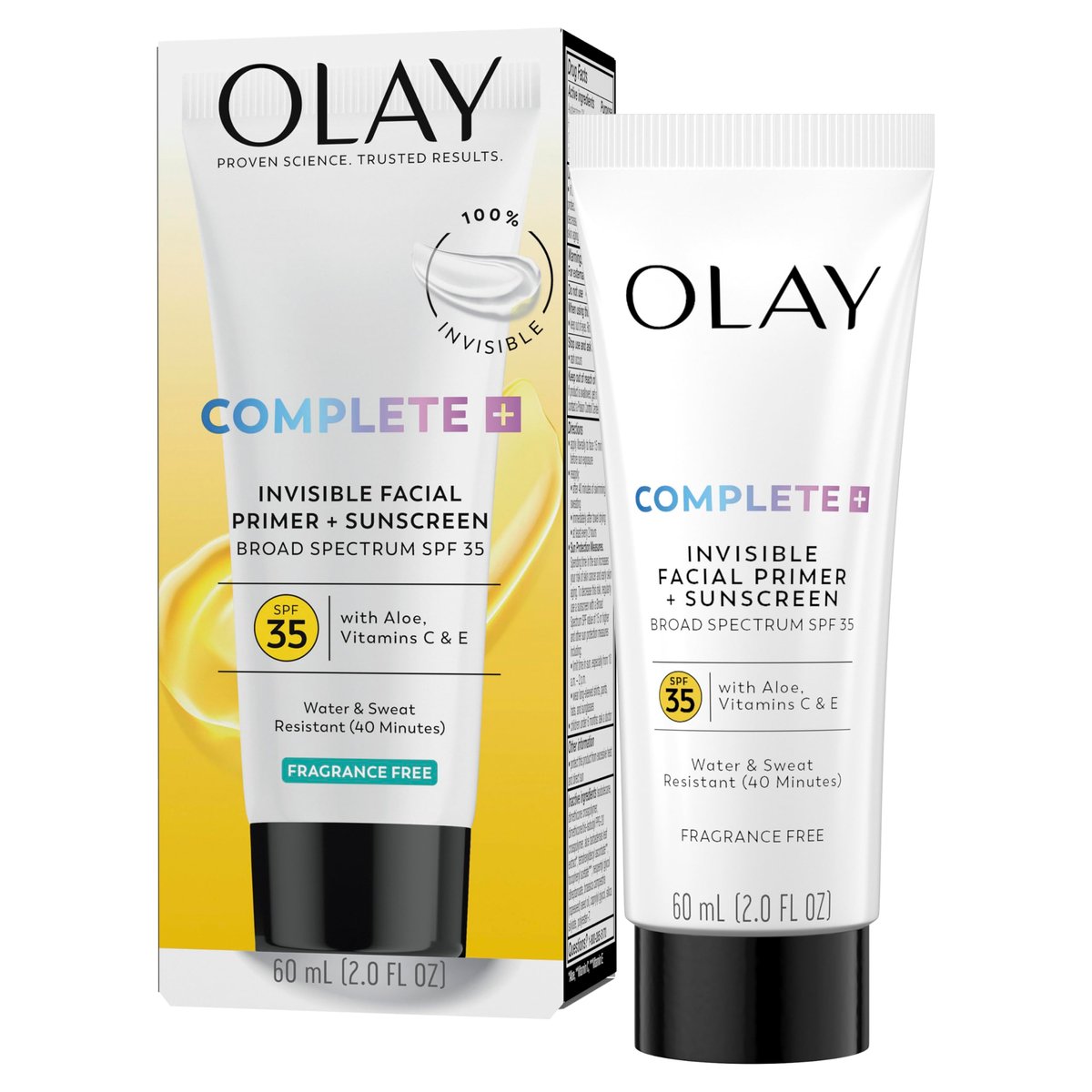 Olay Invisible Facial Primer + Sunscreen SPF 35 - Lightweight, Water & Sweat Resistant with Aloe, Vitamin C & E, 2 fl oz Avelisse