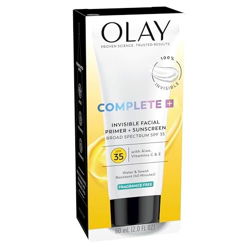 Olay Invisible Facial Primer + Sunscreen SPF 35 - Lightweight, Water & Sweat Resistant with Aloe, Vitamin C & E, 2 fl oz Avelisse
