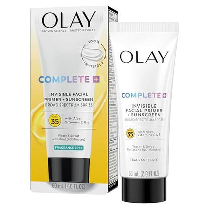 Olay Invisible Facial Primer + Sunscreen SPF 35 - Lightweight, Water & Sweat Resistant with Aloe, Vitamin C & E, 2 fl oz Avelisse