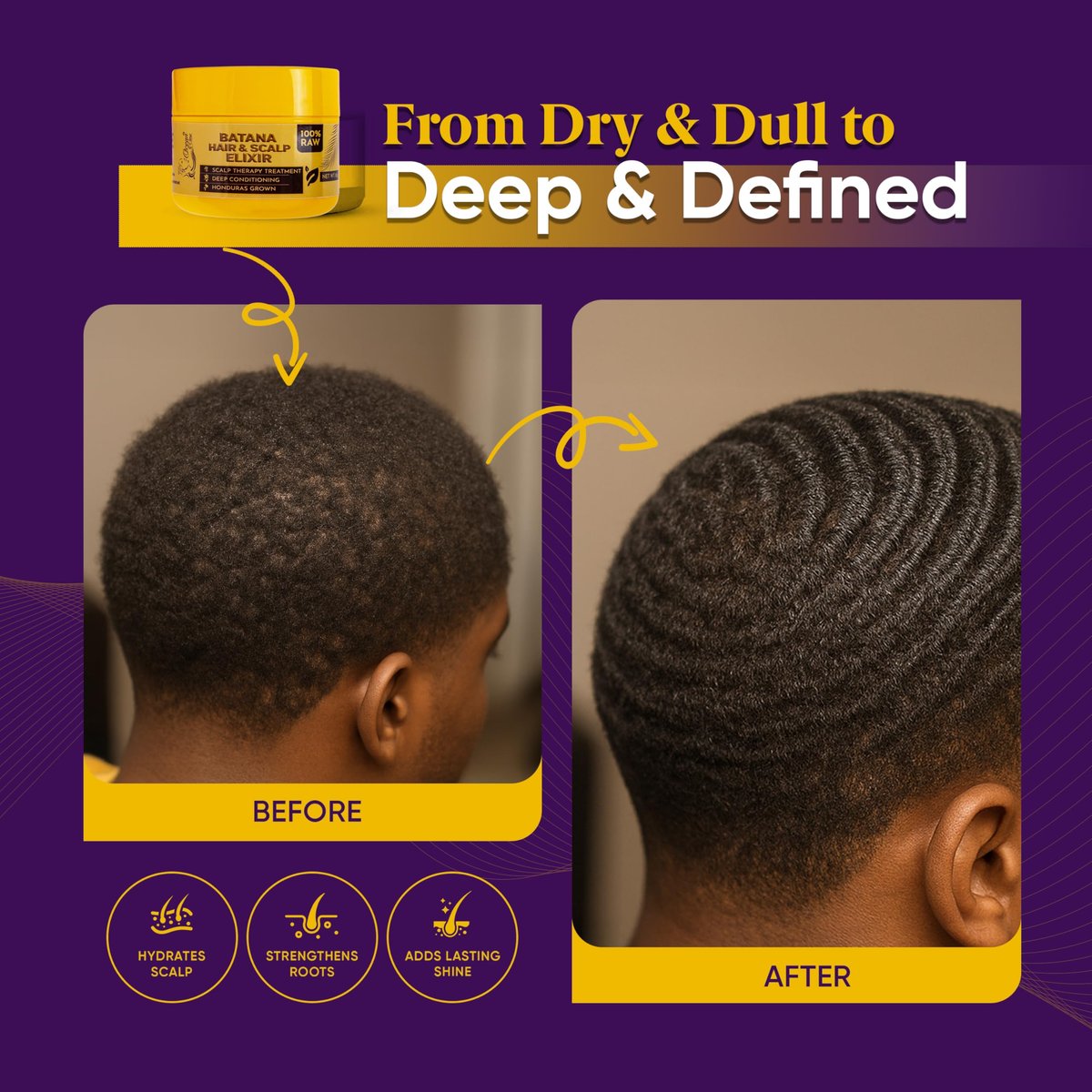OCEAN VIEW DEEP WAVES POMADE - Premium Wave Grease for 360 Waves, Strong Hold Wave Pomade for Men, Hydrating Hair Styling Product for Deep, Defined Waves, 4 oz Jar - görsel 7