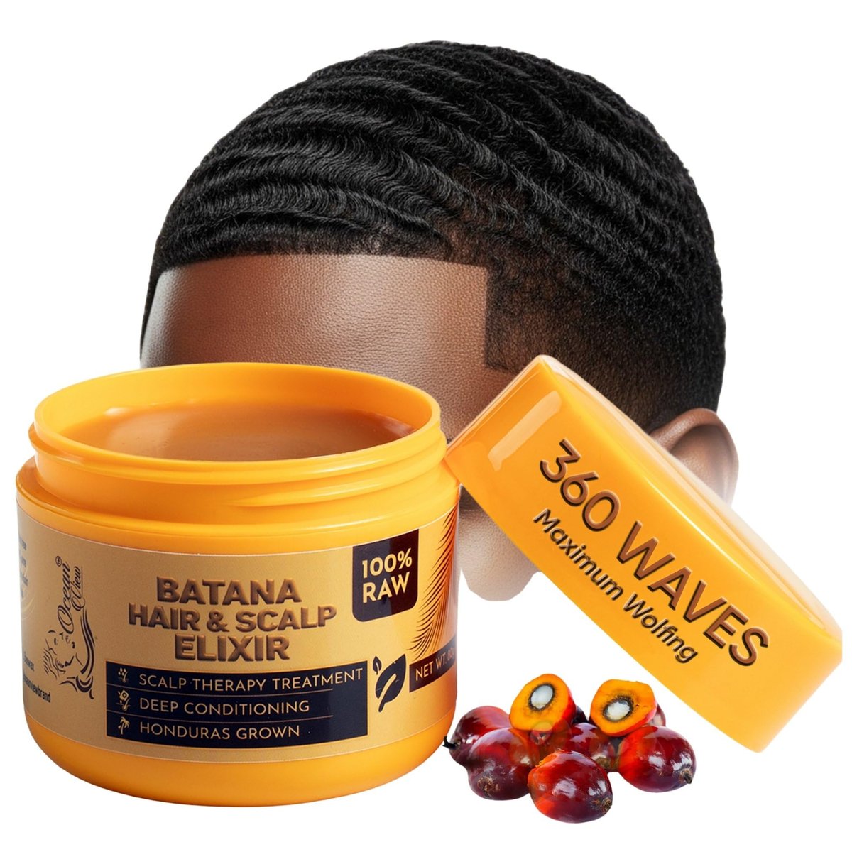 OCEAN VIEW DEEP WAVES POMADE - Premium Wave Grease for 360 Waves, Strong Hold Wave Pomade for Men, Hydrating Hair Styling Product for Deep, Defined Waves, 4 oz Jar - görsel 1