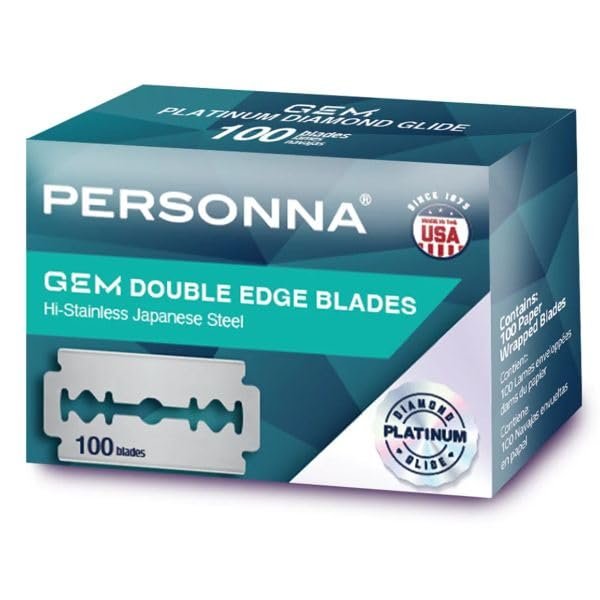 Personna Platinum GEM Double Edge Blade - Surgical Japanese Stainless Steel with Platinum Diamond Glide Coating (100 Pack) - görsel 1