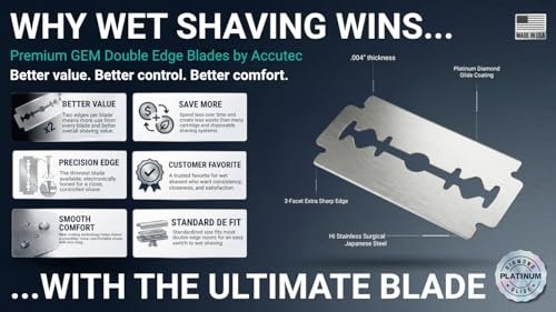 Personna Platinum GEM Double Edge Blade - Surgical Japanese Stainless Steel with Platinum Diamond Glide Coating (100 Pack) - görsel 11