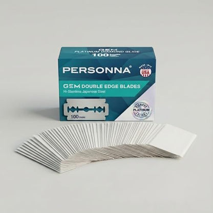 Personna Platinum GEM Double Edge Blade - Surgical Japanese Stainless Steel with Platinum Diamond Glide Coating (100 Pack)