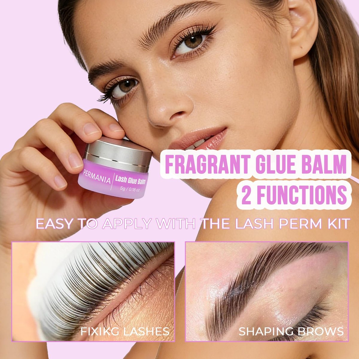PERMANIA Lash Lift Glue Balm with Lavender Scent, 5g Wax-Based Eyelash Lifting Adhesive – Strong Hold, Easy Adjustment for Professional & Home Use - görsel 7