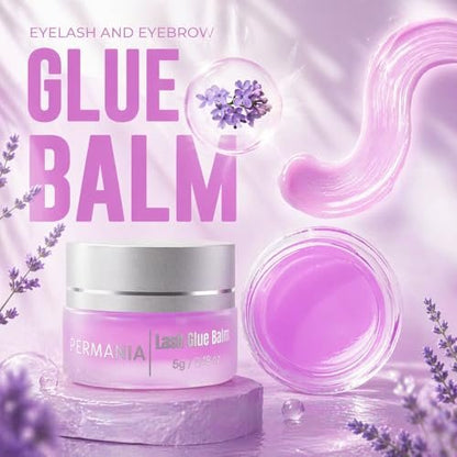 PERMANIA Lash Lift Glue Balm with Lavender Scent, 5g Wax-Based Eyelash Lifting Adhesive – Strong Hold, Easy Adjustment for Professional & Home Use