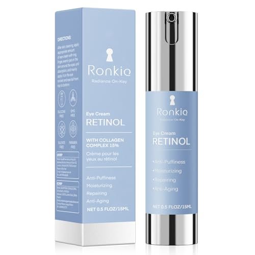 RONKIE Retinol Eye Cream for Dark Circles & Anti-Wrinkle - Night Care Under Eye Cream Reduces Eye Bags - 0.5 fl oz - görsel 2