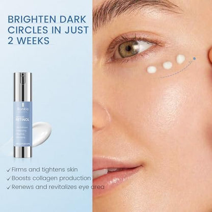 RONKIE Retinol Eye Cream for Dark Circles & Anti-Wrinkle - Night Care Under Eye Cream Reduces Eye Bags - 0.5 fl oz
