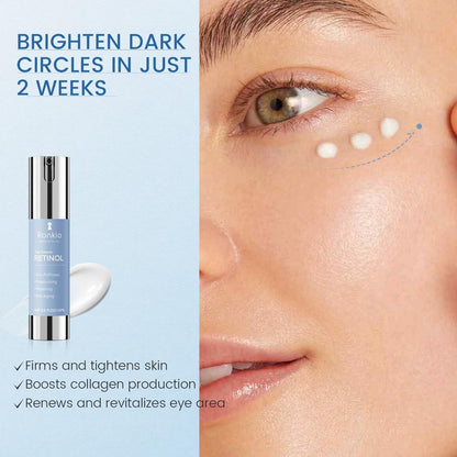 RONKIE Retinol Eye Cream for Dark Circles & Anti-Wrinkle - Night Care Under Eye Cream Reduces Eye Bags - 0.5 fl oz