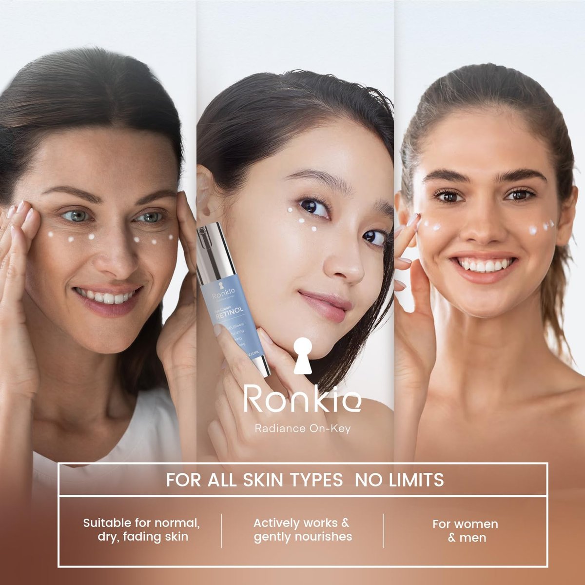 RONKIE Retinol Eye Cream for Dark Circles & Anti-Wrinkle - Night Care Under Eye Cream Reduces Eye Bags - 0.5 fl oz - görsel 13