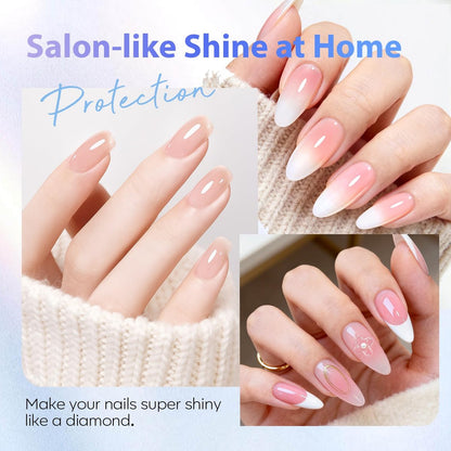 AZUREBEAUTY 18ml Gel Base and Top Coat Set – No Wipe High Gloss Soak Off UV/LED Nail Polish, Long-Lasting Clear Gel for Smooth Shiny Manicure