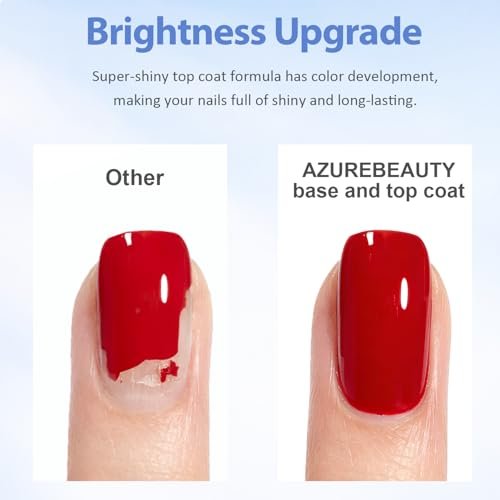 AZUREBEAUTY 18ml Gel Base and Top Coat Set – No Wipe High Gloss Soak Off UV/LED Nail Polish, Long-Lasting Clear Gel for Smooth Shiny Manicure - görsel 7