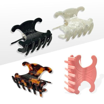 Acetate Hair Claw Clips 4-Pack - Medium-Sized Butterfly Clips with Secure Hold for Updos, Premium Durable Hair Clips (2.76 x 1.66 Inch) Avelisse