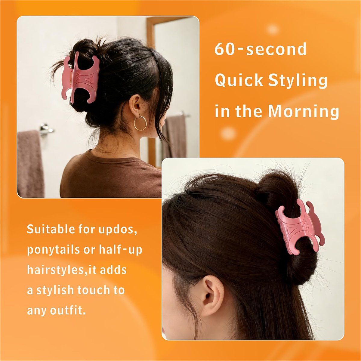 Acetate Hair Claw Clips 4-Pack - Medium-Sized Butterfly Clips with Secure Hold for Updos, Premium Durable Hair Clips (2.76 x 1.66 Inch) Avelisse
