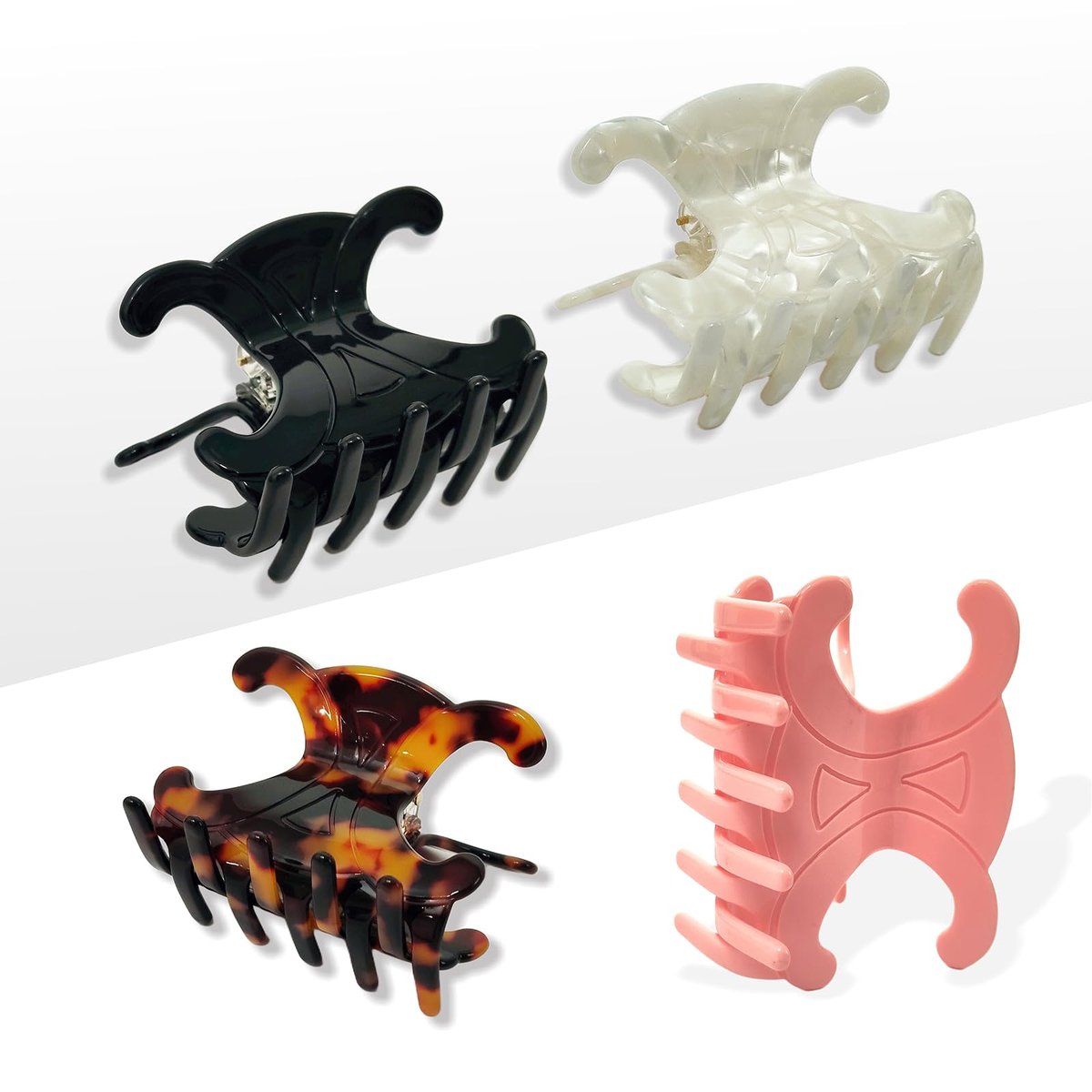 Acetate Hair Claw Clips 4-Pack - Medium-Sized Butterfly Clips with Secure Hold for Updos, Premium Durable Hair Clips (2.76 x 1.66 Inch) Avelisse