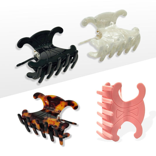 Acetate Hair Claw Clips 4-Pack - Medium-Sized Butterfly Clips with Secure Hold for Updos, Premium Durable Hair Clips (2.76 x 1.66 Inch) Avelisse