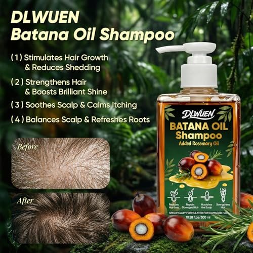 Batana Oil Shampoo for Hair Growth – Rosemary Infused Scalp Treatment Reduces Hair Loss & Nourishes Dry Hair, Adds Volume & Shine for Men & Women, 10.58 fl.oz Avelisse