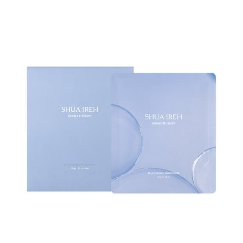 Shua ireh Blue Calming Hydro Mask - Cooling Hydrogel Sheet Face Mask for Sensitive Skin - 5 Sheets with Chamomile Flower Water and Azulene - Deep Hydration, Calming & Soothing Facial Mask - görsel 2