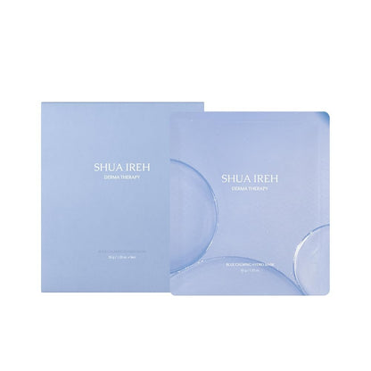 Shua ireh Blue Calming Hydro Mask - Cooling Hydrogel Sheet Face Mask for Sensitive Skin - 5 Sheets with Chamomile Flower Water and Azulene - Deep Hydration, Calming & Soothing Facial Mask