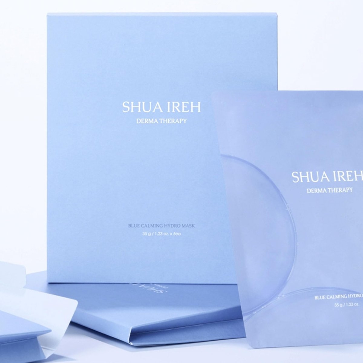 Shua ireh Blue Calming Hydro Mask - Cooling Hydrogel Sheet Face Mask for Sensitive Skin - 5 Sheets with Chamomile Flower Water and Azulene - Deep Hydration, Calming & Soothing Facial Mask - görsel 9